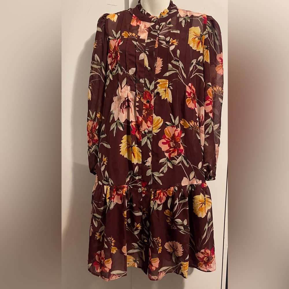 Julia Jordan Floral Print Pleated Long Sleeve A-Line Dress from Nordstrom - Picture 3 of 7